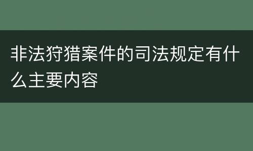 非法狩猎案件的司法规定有什么主要内容