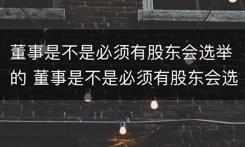 董事是不是必须有股东会选举的 董事是不是必须有股东会选举的权限