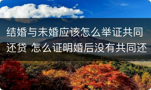 结婚与未婚应该怎么举证共同还贷 怎么证明婚后没有共同还贷