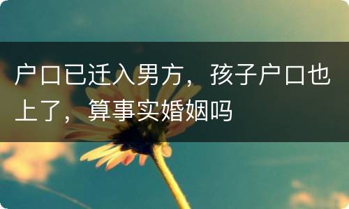 户口已迁入男方，孩子户口也上了，算事实婚姻吗