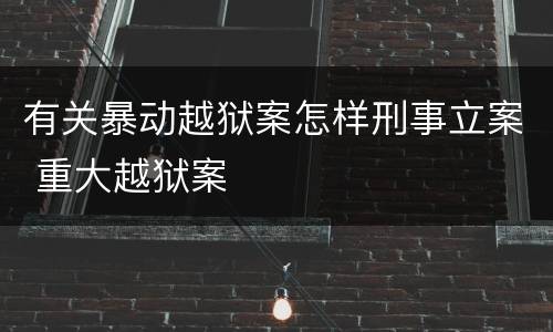 有关暴动越狱案怎样刑事立案 重大越狱案