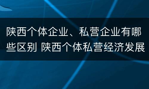 陕西个体企业、私营企业有哪些区别 陕西个体私营经济发展综合服务平台