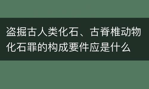 盗掘古人类化石、古脊椎动物化石罪的构成要件应是什么
