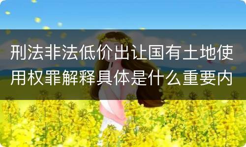 刑法非法低价出让国有土地使用权罪解释具体是什么重要内容