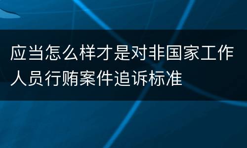 应当怎么样才是对非国家工作人员行贿案件追诉标准