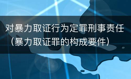 对暴力取证行为定罪刑事责任（暴力取证罪的构成要件）