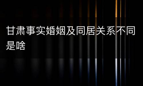 甘肃事实婚姻及同居关系不同是啥