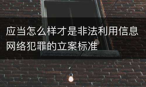 应当怎么样才是非法利用信息网络犯罪的立案标准