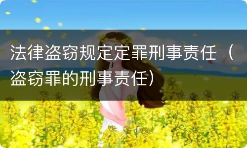 法律盗窃规定定罪刑事责任（盗窃罪的刑事责任）