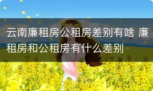 云南廉租房公租房差别有啥 廉租房和公租房有什么差别