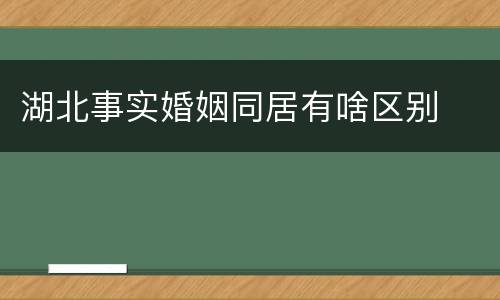 湖北事实婚姻同居有啥区别
