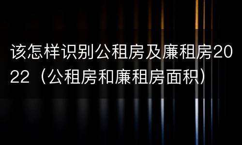 该怎样识别公租房及廉租房2022（公租房和廉租房面积）