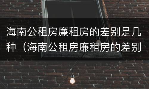 海南公租房廉租房的差别是几种（海南公租房廉租房的差别是几种类型）