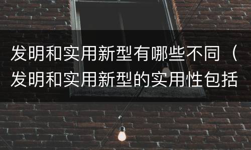 发明和实用新型有哪些不同（发明和实用新型的实用性包括）