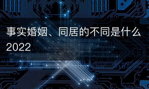 事实婚姻、同居的不同是什么2022