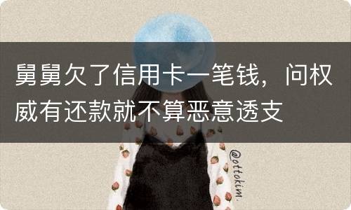 舅舅欠了信用卡一笔钱，问权威有还款就不算恶意透支