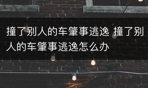 撞了别人的车肇事逃逸 撞了别人的车肇事逃逸怎么办