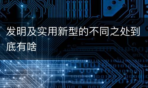 发明及实用新型的不同之处到底有啥