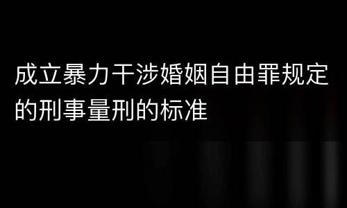 成立暴力干涉婚姻自由罪规定的刑事量刑的标准