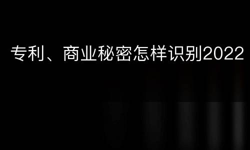 专利、商业秘密怎样识别2022