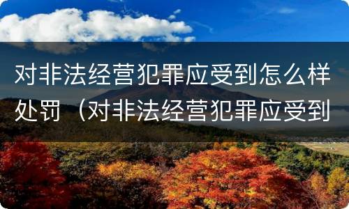 对非法经营犯罪应受到怎么样处罚（对非法经营犯罪应受到怎么样处罚和处罚）