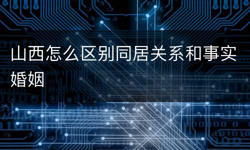 山西怎么区别同居关系和事实婚姻