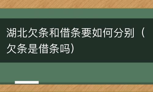 湖北欠条和借条要如何分别（欠条是借条吗）