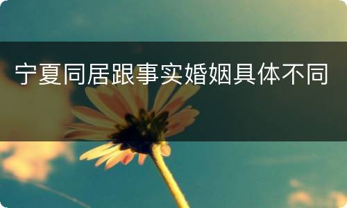 宁夏同居跟事实婚姻具体不同