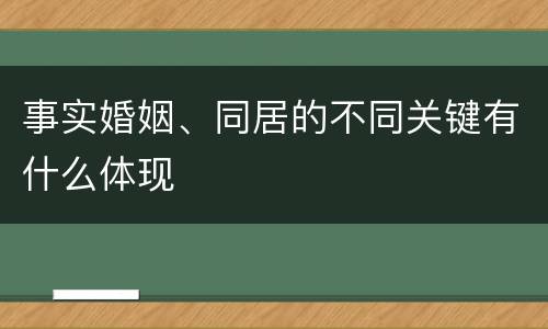 事实婚姻、同居的不同关键有什么体现