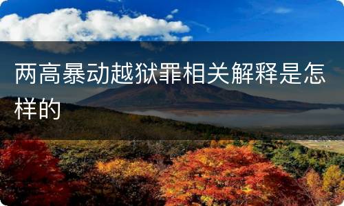 两高暴动越狱罪相关解释是怎样的