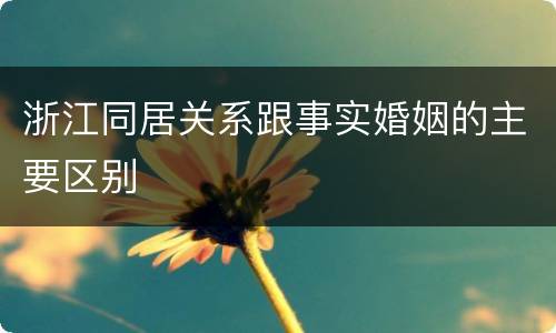 浙江同居关系跟事实婚姻的主要区别