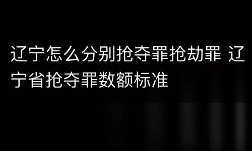辽宁怎么分别抢夺罪抢劫罪 辽宁省抢夺罪数额标准