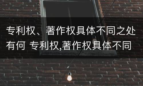专利权、著作权具体不同之处有何 专利权,著作权具体不同之处有何特点