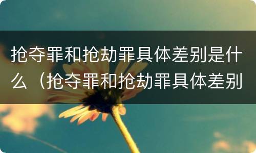 抢夺罪和抢劫罪具体差别是什么（抢夺罪和抢劫罪具体差别是什么呢）