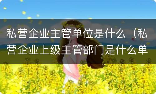 私营企业主管单位是什么（私营企业上级主管部门是什么单位）