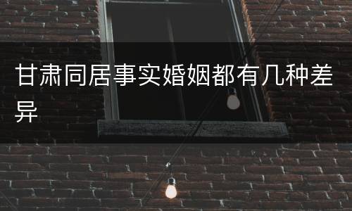 甘肃同居事实婚姻都有几种差异