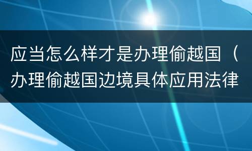 应当怎么样才是办理偷越国（办理偷越国边境具体应用法律的解释）