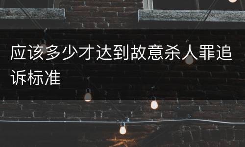 应该多少才达到故意杀人罪追诉标准