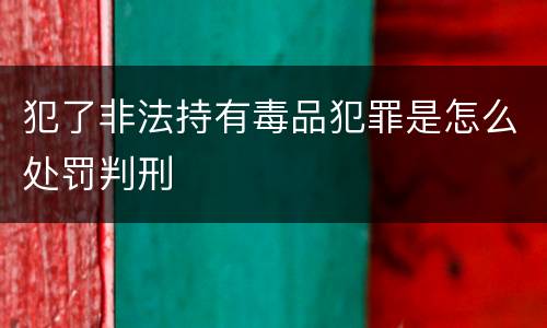 犯了非法持有毒品犯罪是怎么处罚判刑