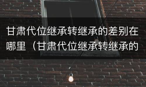 甘肃代位继承转继承的差别在哪里（甘肃代位继承转继承的差别在哪里查）