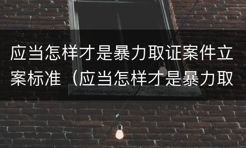 应当怎样才是暴力取证案件立案标准（应当怎样才是暴力取证案件立案标准呢）