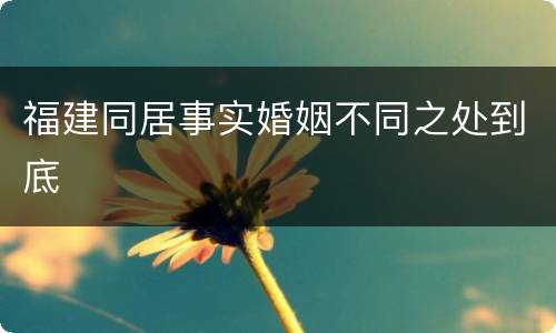 福建同居事实婚姻不同之处到底