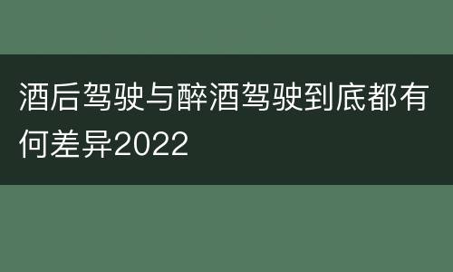 酒后驾驶与醉酒驾驶到底都有何差异2022