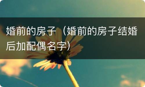 婚前的房子（婚前的房子结婚后加配偶名字）