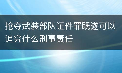 抢夺武装部队证件罪既遂可以追究什么刑事责任