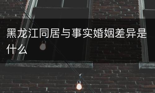 黑龙江同居与事实婚姻差异是什么