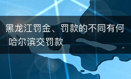 黑龙江罚金、罚款的不同有何 哈尔滨交罚款