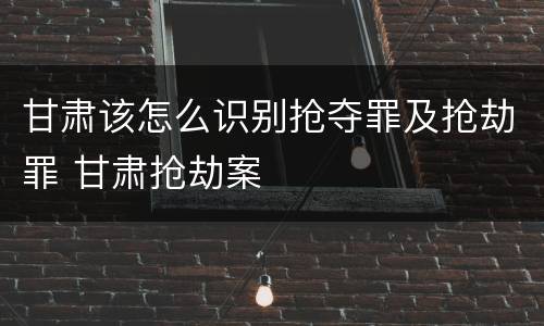甘肃该怎么识别抢夺罪及抢劫罪 甘肃抢劫案