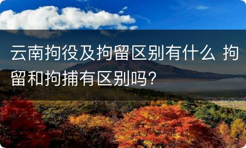 云南拘役及拘留区别有什么 拘留和拘捕有区别吗?