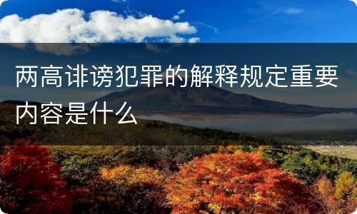 两高诽谤犯罪的解释规定重要内容是什么